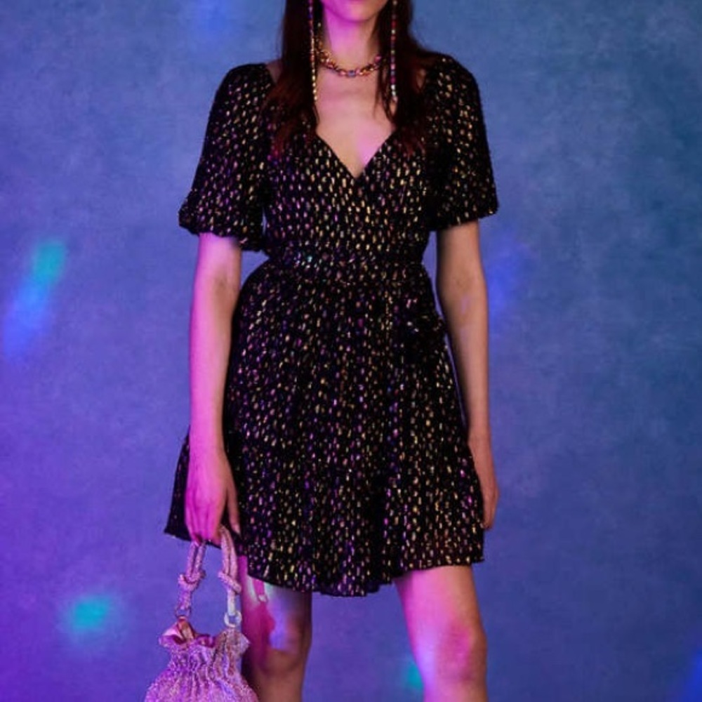 Love the Label Ana Elegant Black and Gold Women's mini Dress Black Multi
